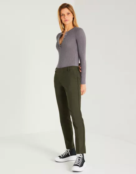 Pantalon Femme en coton stretch coupe cigarette