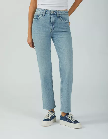 Jean blanc taille deals haute pas cher